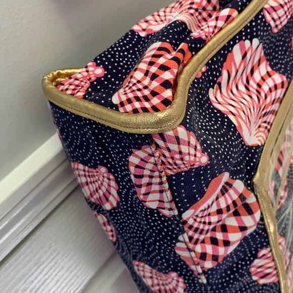 Lilly Pulitzer Seashell Print Tote navy pink resort bag beach vacation travel - Picture 6 of 16